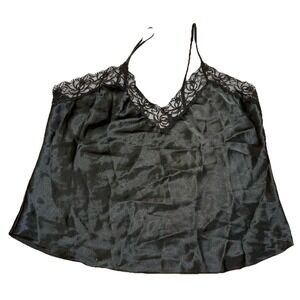 Vintage Victoria's Secret Gold Label Black‎ Satin Lace Cami Lingerie Top Women M